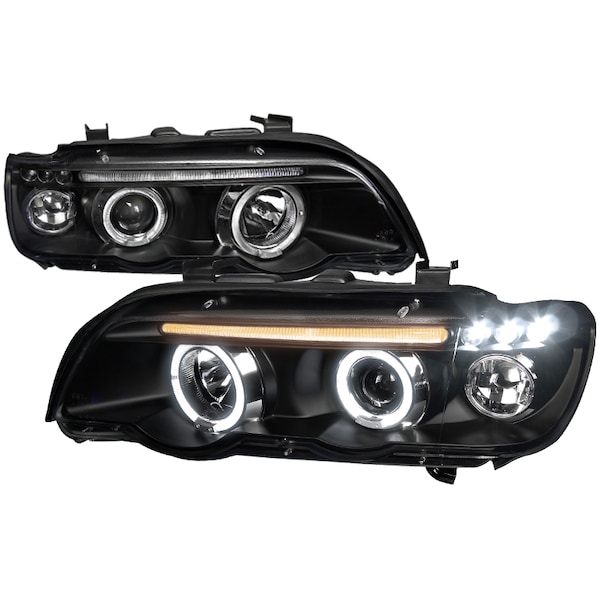 Spec-D Tuning 01-03 Bmw E53 X5 Halo LED Projector Headlight Black Housing LHP-X500JM-TM - main